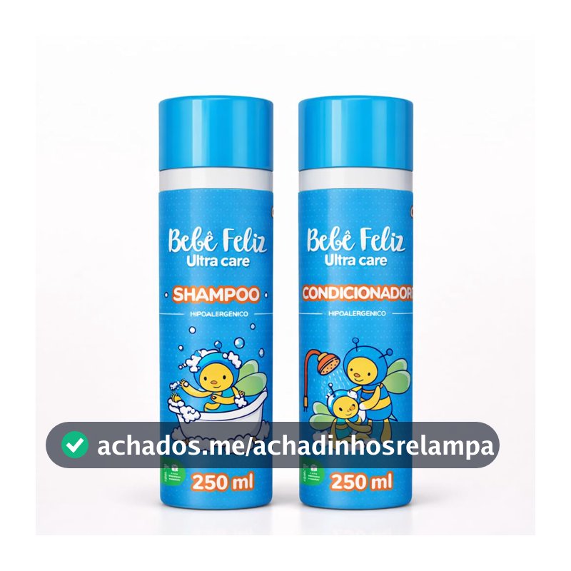Kit Shampoo e Condicionador Bebê Hipoalergênico, 2 Frascos de 250 ml Cada (500 ml no Total), Para Bebês e Crianças