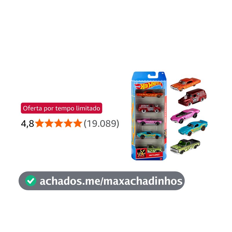 Pacote 5 Carros Sortidos, Hot Wheels, Mattel, Multicor - não é possível escolher as cores