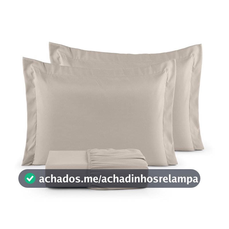 Jogo de Cama Casal Padrão 400 Fios Percal 03 Peças Com Aba Americana, Antiácaro, Anti-pilling com Toque Macio - Bege