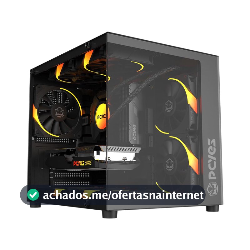 GABINETE GAMER PCYES FORCEFIELD MINI BLACK VULCAN - GFFMNBV