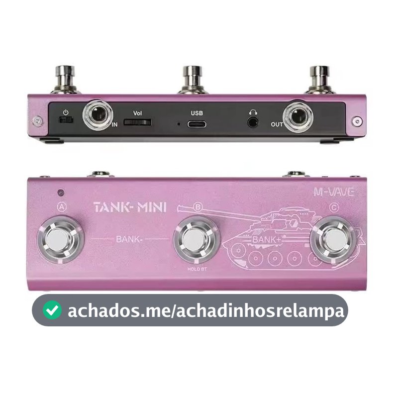 M-VAVE TANK Mini-Rosa Pedal de Guitarra Efeito Múltiplo, 20 Simulações Clássicas AMP, Equalizador de 3 Bandas, 7 Efeitos de Modulação, 5 Efeitos de Delay, Compatível APP, Bateria 7 H