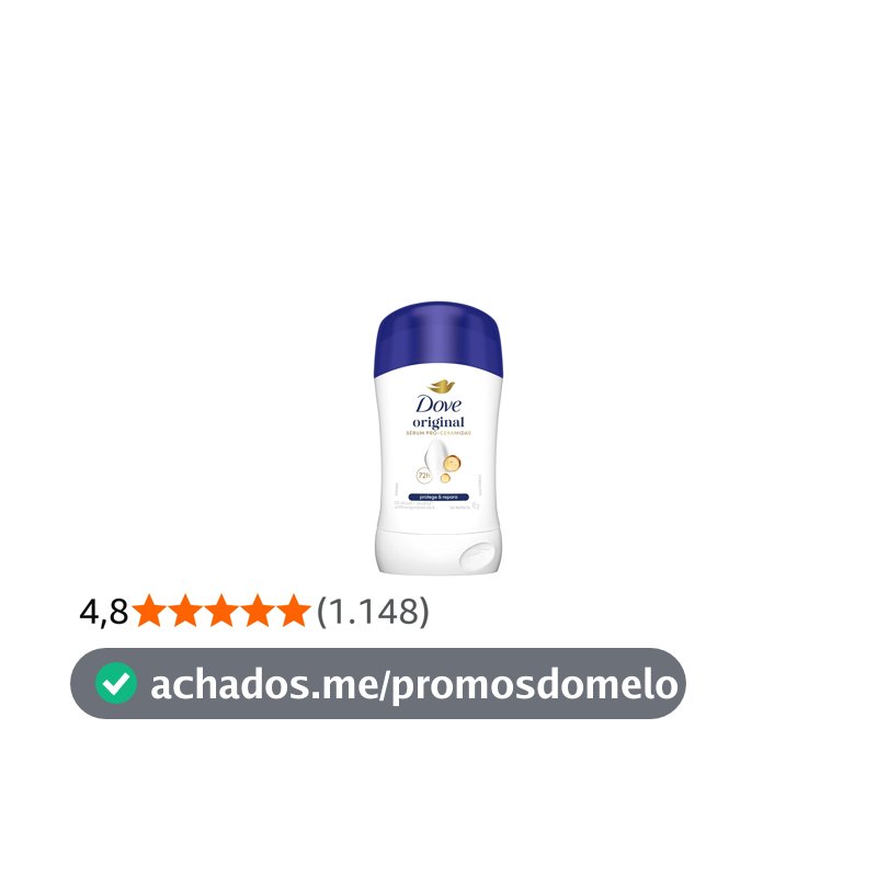 Dove Desodorante Antitranspirante Stick Original 72h de Proteção 45g