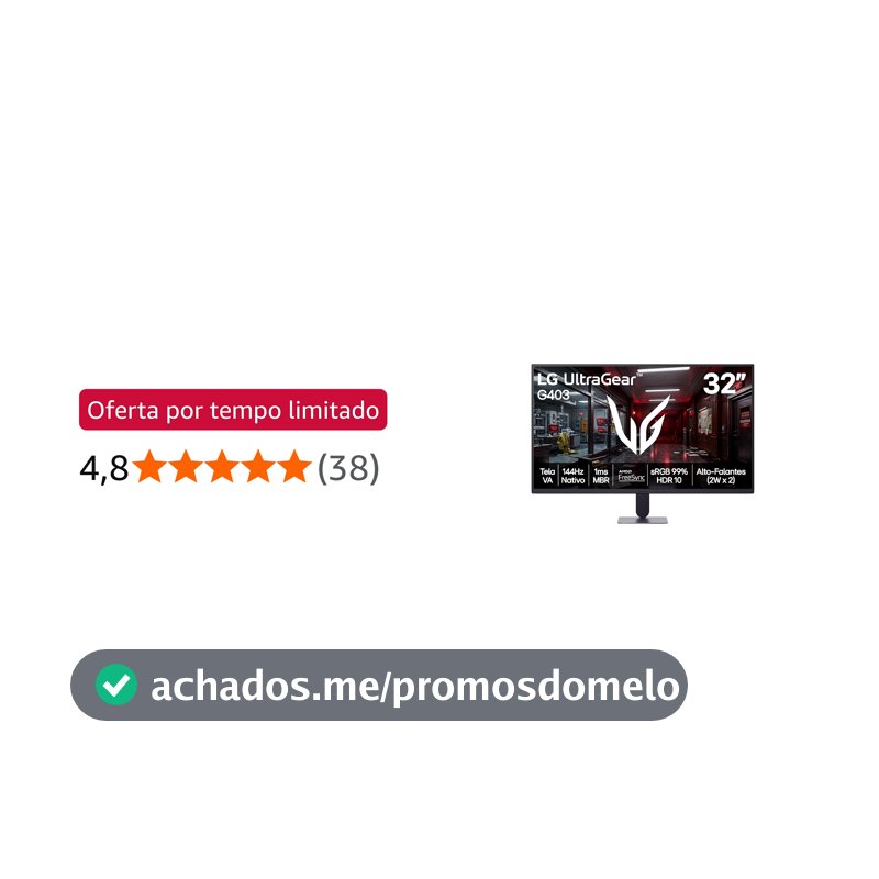 Monitor LG UltraGear - Tela VA FHD 32”, 144Hz nativo, 1ms (MBR), AMD FreeSync, HDR10, sRGB 99%, Preto - 32G403B