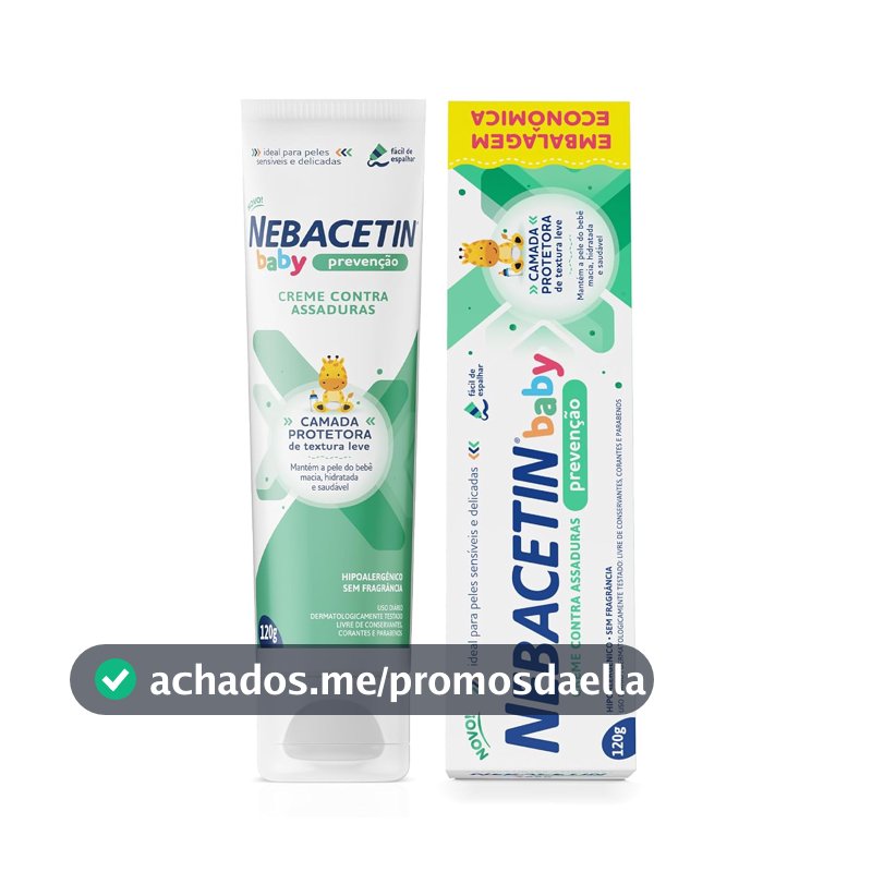 Nebacetin Baby Prevenção Pomada Contra Assaduras 120g - Pele Macia Hidratada e Saudável, Para Peles Sensíveis e Delicadas do Bebê