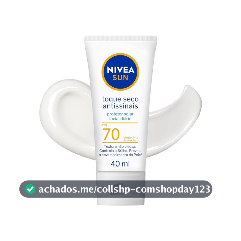 NIVEA SUN Protetor Solar Facial Toque Seco Antissinais FPS 70 40ml - Com muito alta proteção contra raios UVA/UVB, controla o brilho e previne o envelhecimento precoce