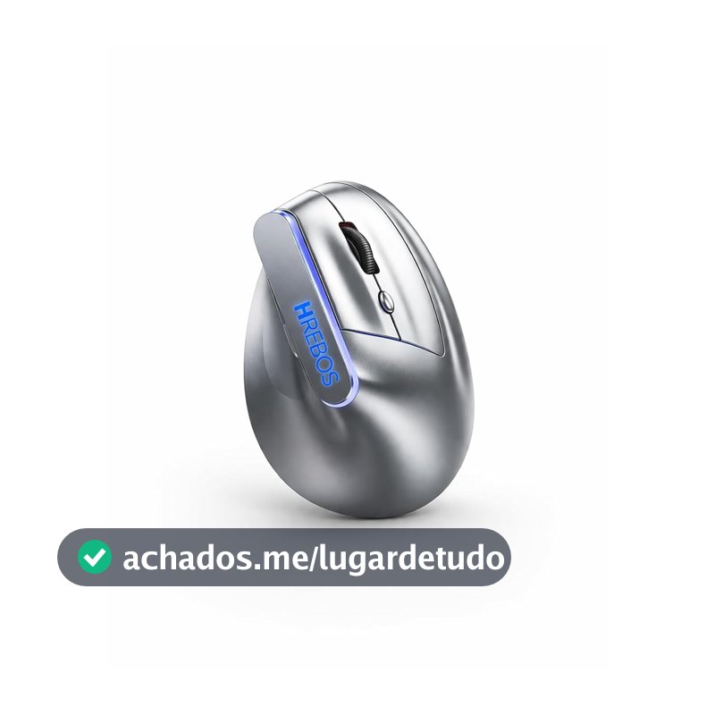Mouse Vertical Ergonômico Sem Fio 1600 DPI Bluetooth 2.4G, Recarregável, Design Confortável, Anti Dor, 6 Botões, Ajuste DPI, USB, Wireless, Computador, Notebook, PC