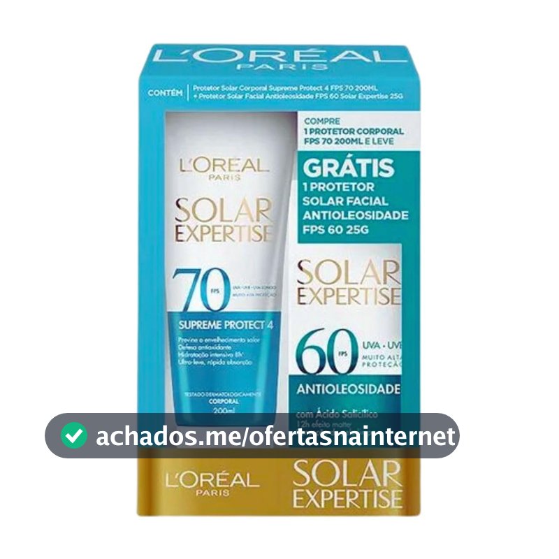 L'Oréal Paris Solar Expertise Kit Protetor Solar FPS 70 + FPS 60, 200ml+25g