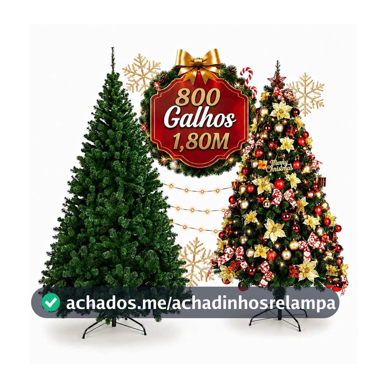 Laruno Árvore de Natal 1,80m, Pinheiro Artificial Verde com 800 Galhos