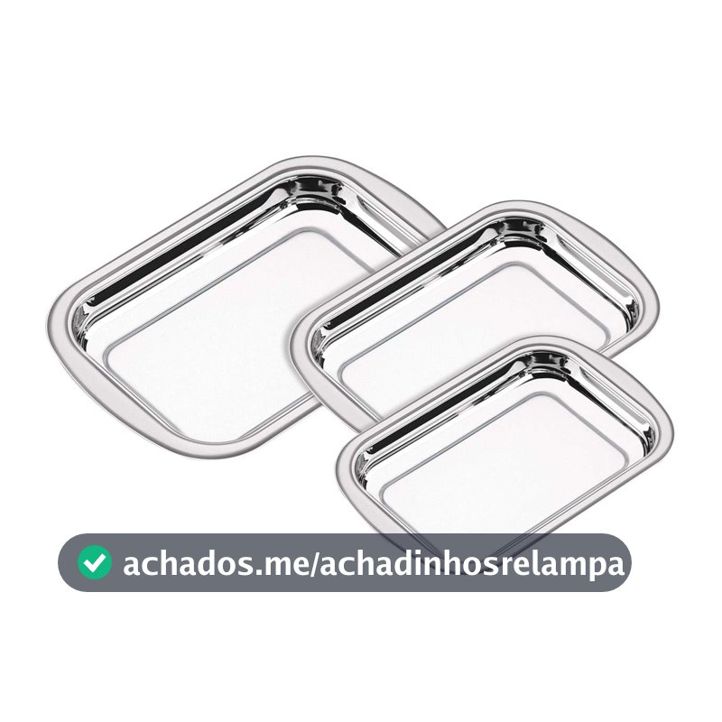 Jogo de Assadeiras Aço inox com 3 Peças Tramontina Cosmos Prata