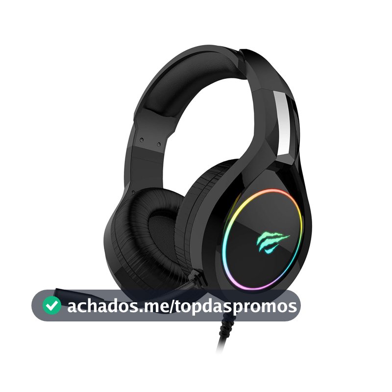 Havit Headphone Fone de Ouvido H2232d, Gamer, Iluminação RGB, com Microfone, Falante de 50mm, Conector 3.5mm, HAVIT, HV-H2232d, Cabo USB para Iluminação