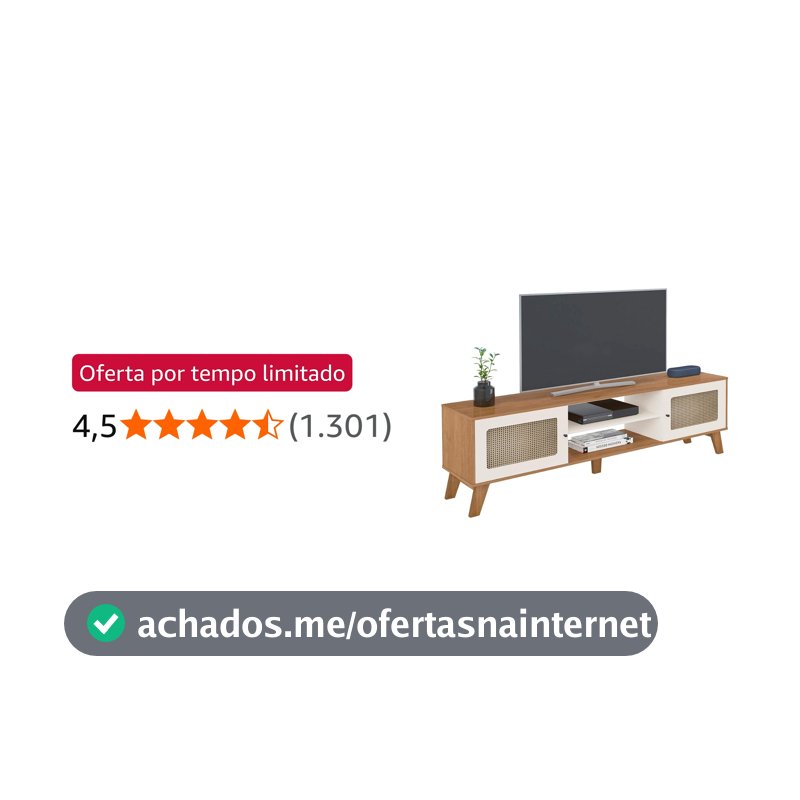 Artely Rack Charlotte para Tv até 75" com 2 Portas, Cinamomo/Off White