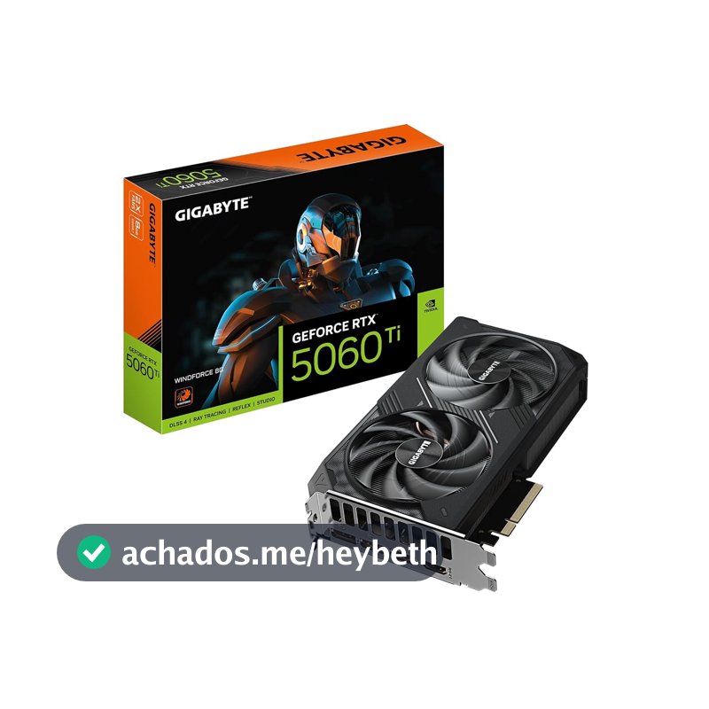 Gigabyte Placa de vídeo GeForce RTX 5060 Ti WINDFORCE 8G - 8GB GDDR7, 128bit, PCI-E 5.0, 2572MHz Core Clock, 3 x DisplayPort, 1 x HDMI, GV-N506TWF2-8GD