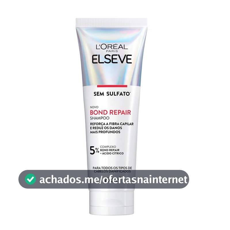 L'Oréal Paris Elseve Bond Repair Shampoo Reparação Molecular com Ácido Cítrico, Limpeza Suave Sem Sulfato, Reconstrói Ligações e Devolve Força aos Cabelos Danificados, 250ml