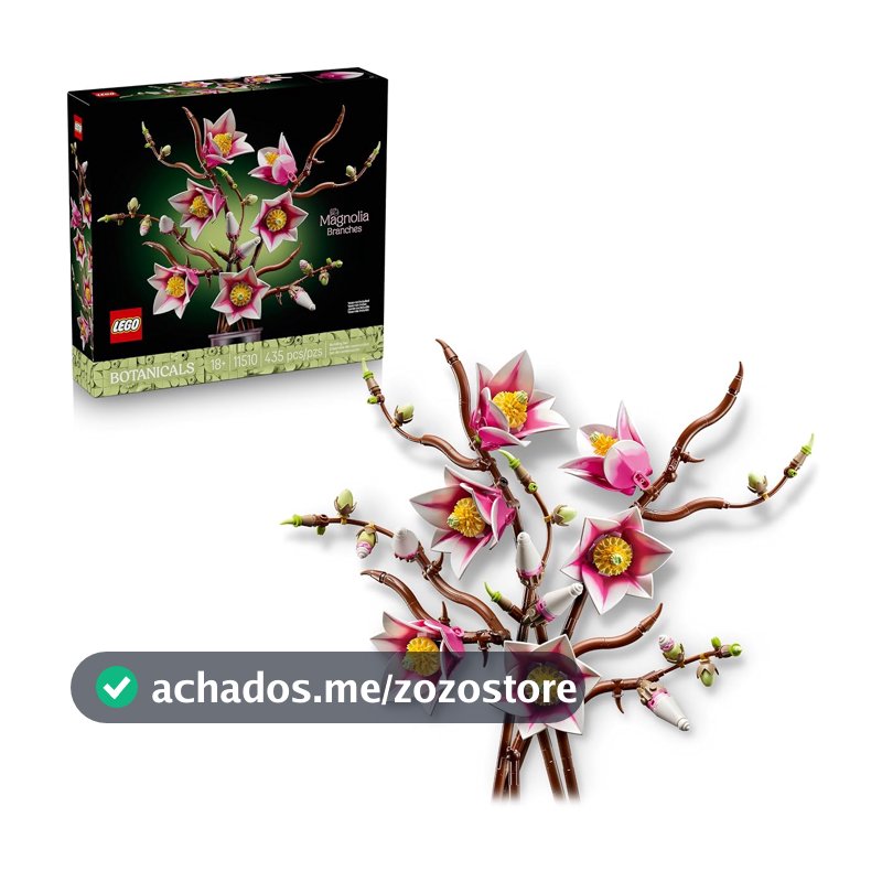 LEGO Botanicals Galhos de Magnólia - Conjunto de Construção para Adultos, Anos 18+ - Flores Artificiais Decorativas para Lar, Escritório - 11510