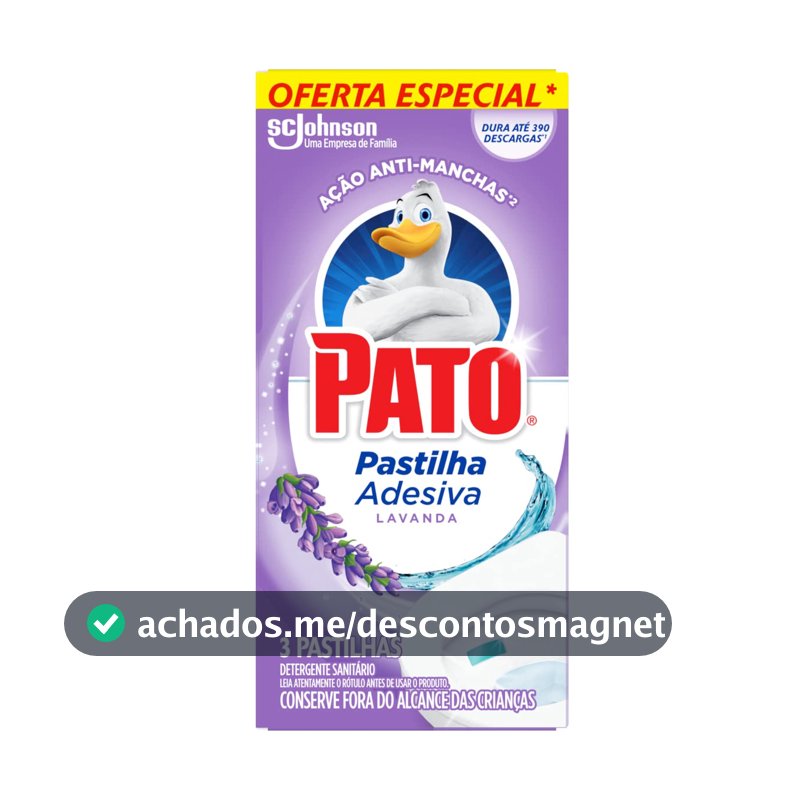Pato Desinfetante Pastilha Sanitária Adesiva Lavanda, 3 unidades
