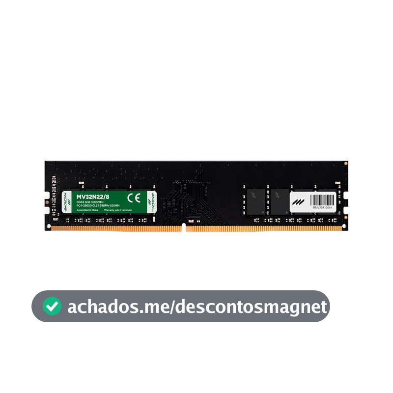 Memória RAM Macrovip DDR4 8GB 3200 MT/s CL22 Preto MV32N22/8