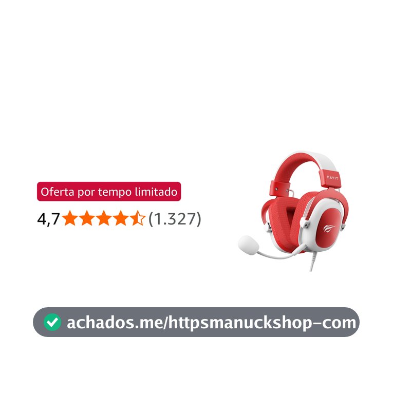 Havit Headphone Fone de Ouvido H2002d Red, Gamer, com Microfone, Falante 53mm, Plug 3, 5mm: compatível com XBOX ONE e PS4, HV-H2002d Cor Vermelho e Branco