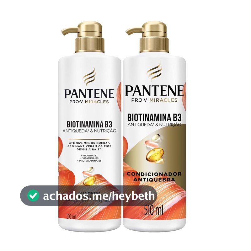 KIT Shampoo + Condicionador Pantene Antiqueda e Nutrição Biotinamina B3 510ml