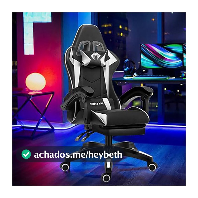 Cadeira Ergonomica Gamer Com Apoio Para Os Pés Branco