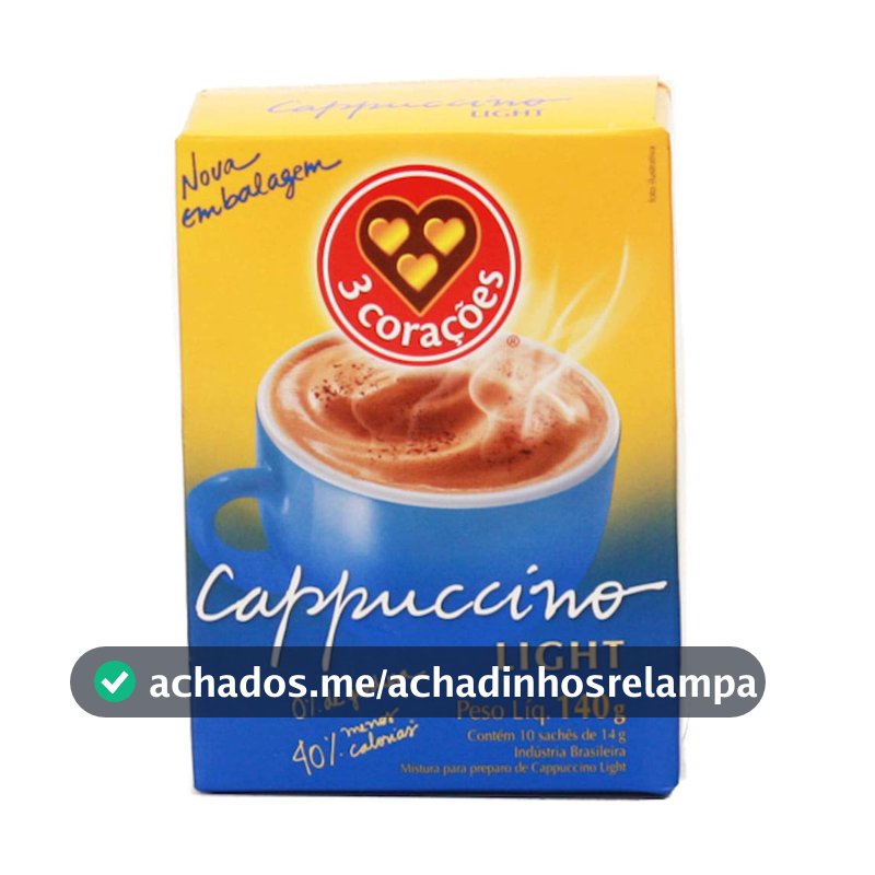 3 Corações - Cappuccino Solúvel Light - Caixa 140g - 10 Unidades, Pacote