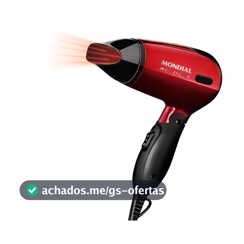 MONDIAL Secador, Max Travel, Bivolt, Preto/Vermelho, 1200W - SC-10