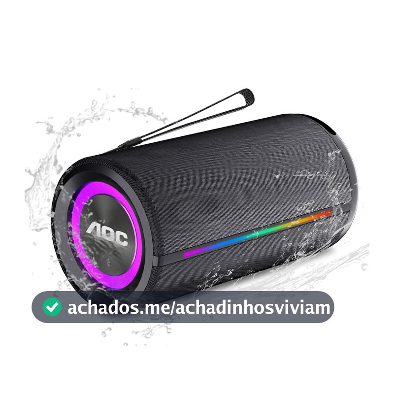 AOC ACS4341 Caixa de Som Portátil, Alto-falante Bluetooth portátil IPX5 à prova d'água, 35W, AI Sound Boost, Emparelhamento Estéreo Aem Fio, Suporte BT/TF/TWS/AUX para Viajar, Acampar