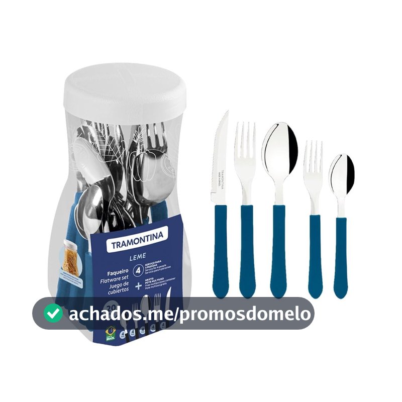 Faqueiro Inox 20 peças Leme Azul - Tramontina