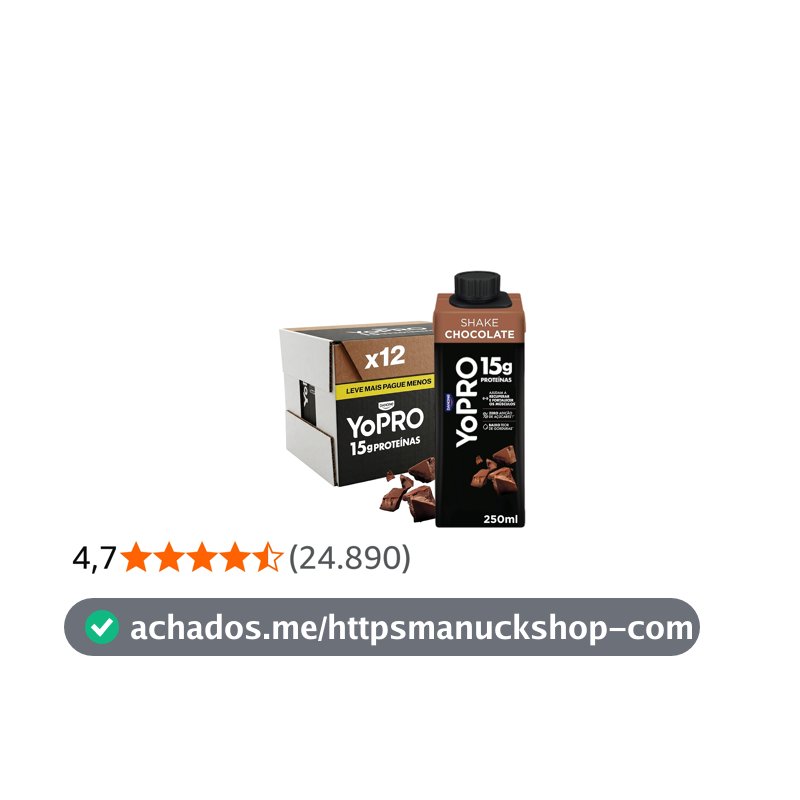 YoPRO Bebida Láctea UHT Chocolate Líquida Caixinha 250ml - 15g de Proteínas - Sem Lactose - Pack com 12 Unidades