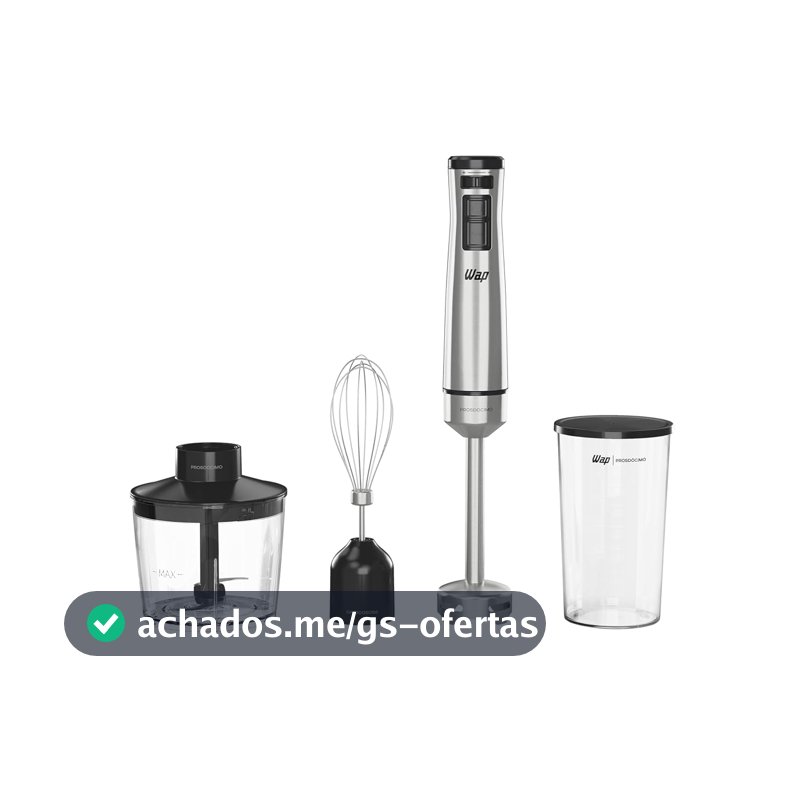 WAP Mixer Elétrico 3 em 1 com Processador, Miniprocessador e Batedor de Clara em Inox Prosdócimo WM1 600W 127V