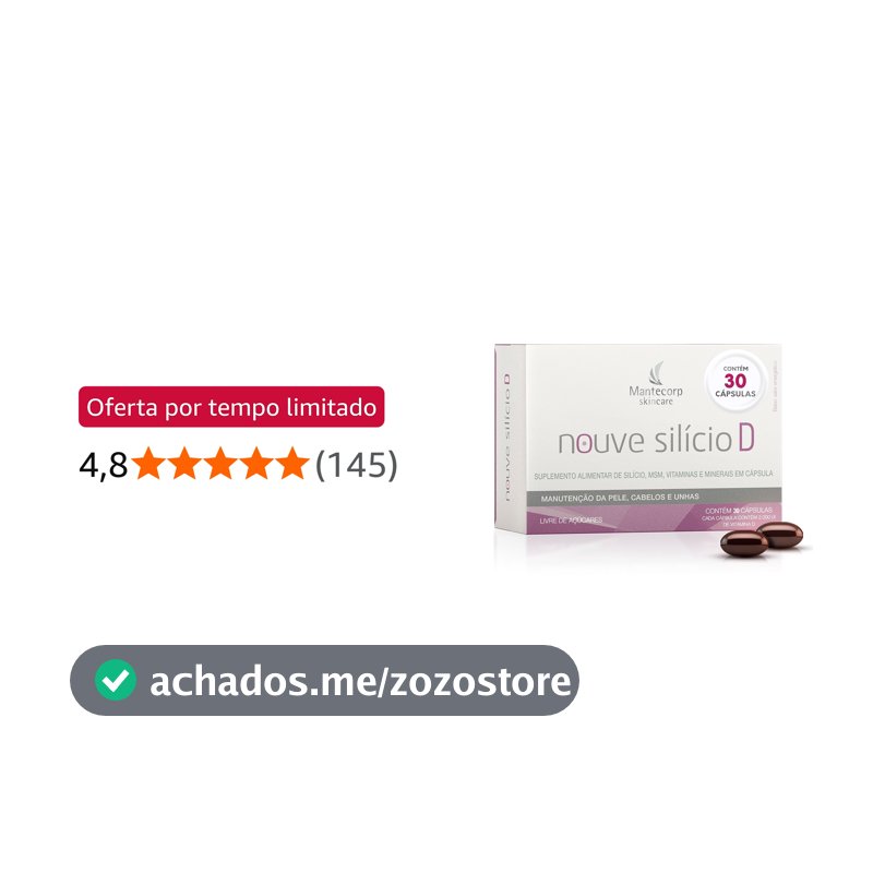 MANTECORP - Nutracêutico Nouve Silício D - Fortalece Pele Cabelo e Unhas - Colágeno, Reduz Queda Capilar, Benefícios Duradouros - 30 Cápsulas