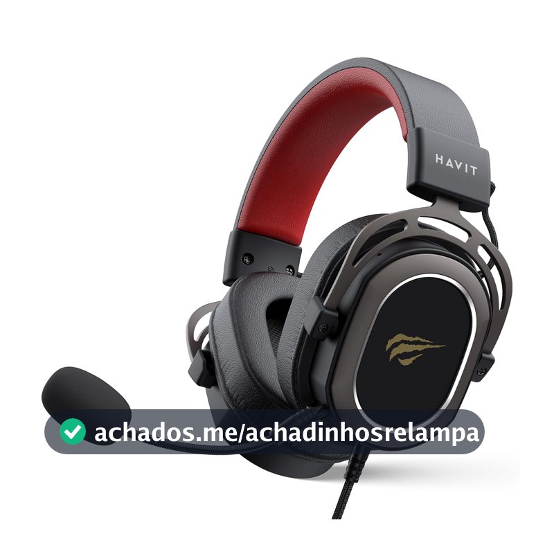Havit Fone de Ouvido Headset H2008d com Microfone, Preto e Vermelho. Falante de 50mm, Conector 3, 5 mm, Compatível com PS4 / XBOX, Headband Regulável, 20 Hz – 20 kHz