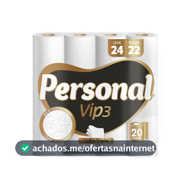 Personal Papel Higiênico Vip Folha Tripla, 24 Rolos De 20M