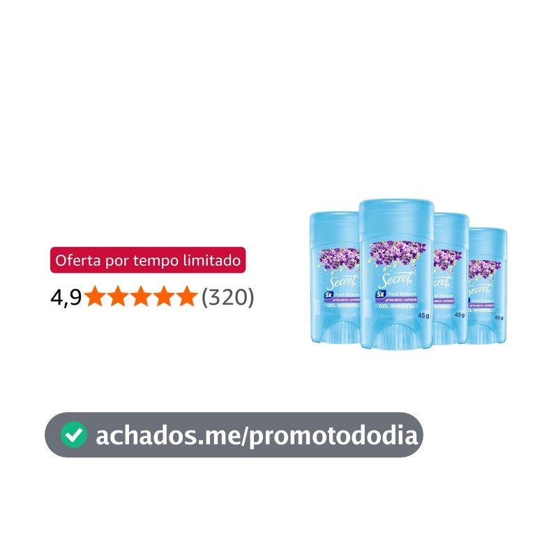 Secret Kit Desodorante em Gel Invisível Antitranspirante Lavanda com 4 Unidades 45g