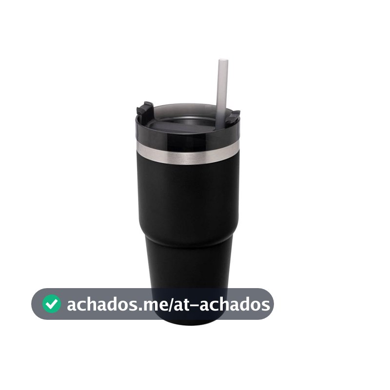 WOLFF - Copo Térmico Parede Dupla SlimTerm com Base Ergonômica e Canudo Preto 590ml