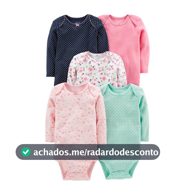 Body Pacote com 5 bodies de manga comprida Simple Joys by Carter'sMeninas