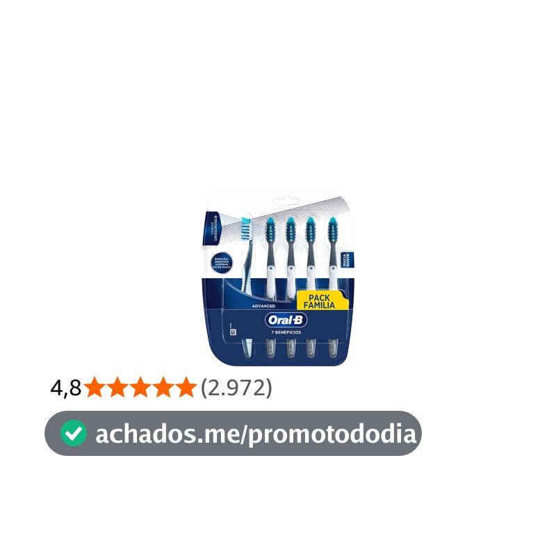 Oral-B Escova de Dente 7 Benefícios, Limpeza Suave e Profunda, 5 Unidades