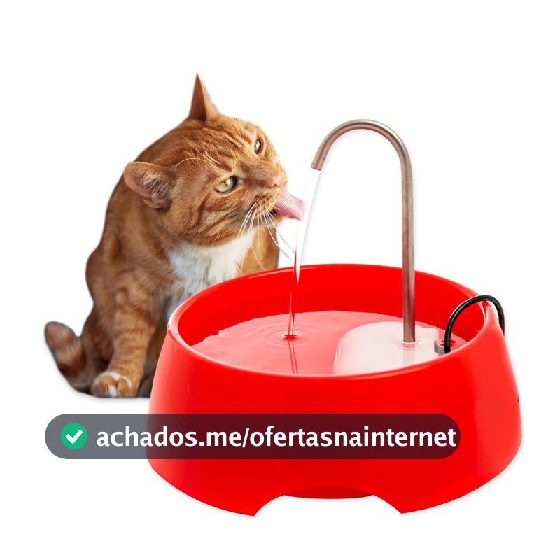 Fonte Bebedouro de Água Portátil Amicus Aqua Mini para Gatos e Cães, 1,2L, Vermelha, Aço Inoxidável, Bivolt