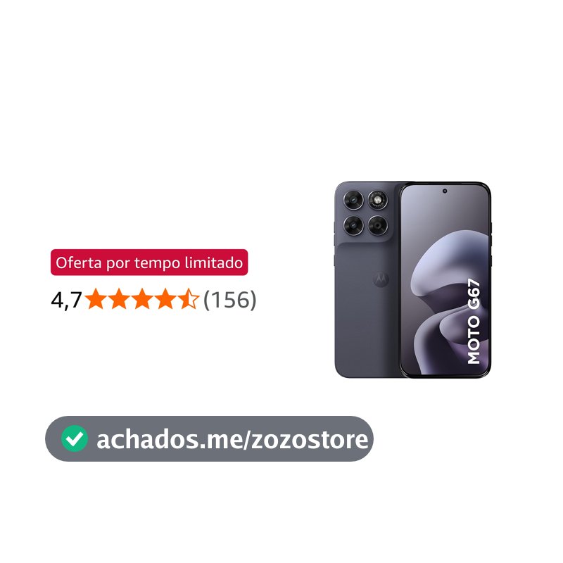 Smartphone Motorola Moto G67 5G - 128GB 4GB RAM + 8GB RAM Boost camera 50MP Sony Lytia 600, tela 1.5K extreme Amoled 120hz, ultrarresistente - Chumbo