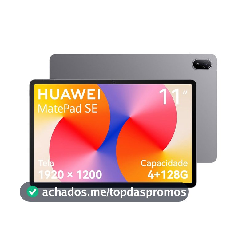 Tablet, HUAWEI MatePad SE 11, 4+128GB, Tela HUAWEI FullView de 11" para Conforto Visual，Superbateria de 7700 mAh 22,5W，Câmera Traseira 8 MP，Câmera Frontal 5 MP，Cinza Nebula