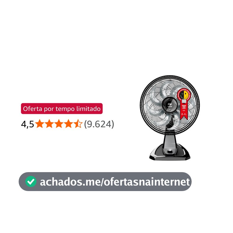 WAP Ventilador de Mesa e Parede 50cm FLOW TURBO, com Tecnologia Silenciosa e Econômica, 8 Pás e 3 Velocidades, 180W 127V