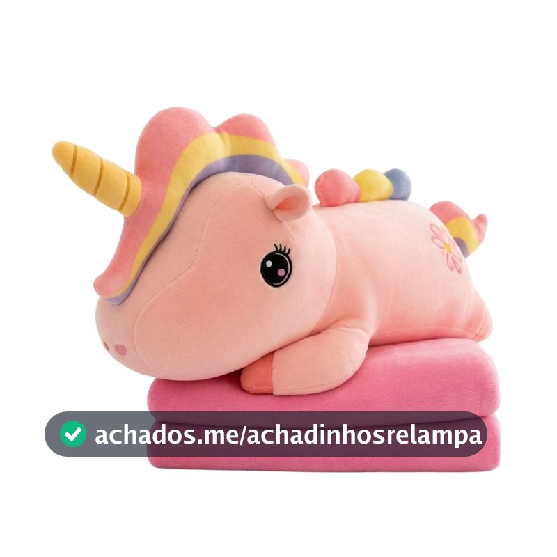 Pelúcia com Manta 2 em 1 Premium Infantil – Bichinhos Fofos com Zíper e Cobertor Embutido Super Macio Antialérgico (Unicórnio)