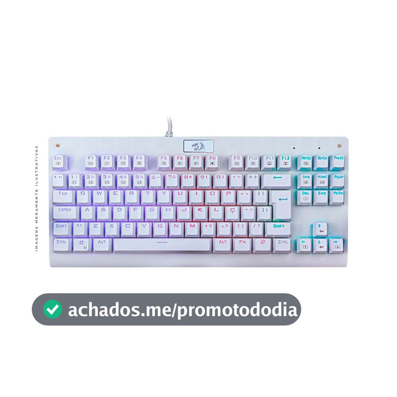 Teclado Mecânico Redragon Dark Avenger RGB Lunar White Switch Vermelho K568W-RGB