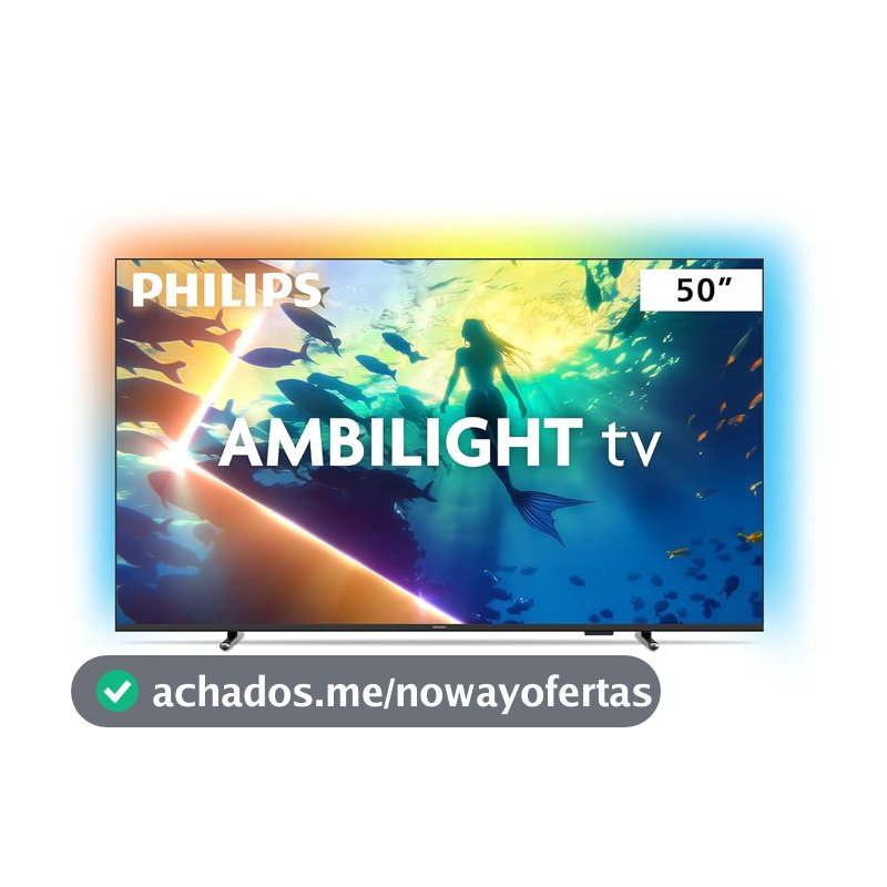 PHILIPS, Smart TV Ambilight 50" 4K, Titan OS, 50PUG8100/78, Comando de Voz, HDR10+/Dolby Atmos, VRR/ALLM, Bluetooth