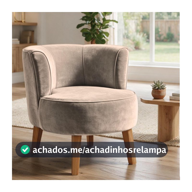 Poltrona Decorativa para Sala de Jantar Confortável Tecido Veludo MOBLAN decor (Rose)