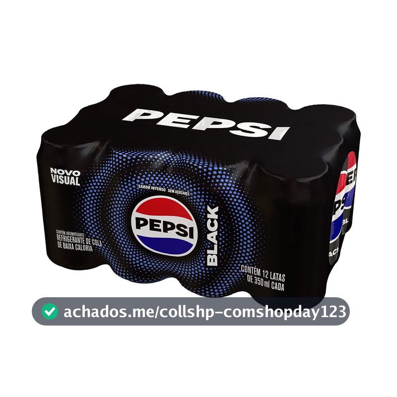 Refrigerante Zero Pepsi, Black, Lata 350ml, Pack com 12 unidades