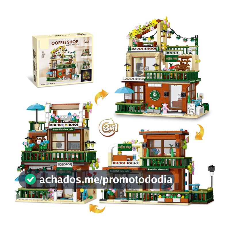 Conjunto de Blocos de Montar Construção para Café – Compatível com Blocos de Montar Construção de 4,9 mm, Presente para Adultos e Crianças