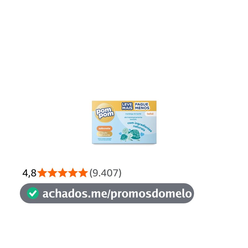 Kit Sabonete em Barra Pom Pom Loção Hidratante com 5 unidades de 70g cada