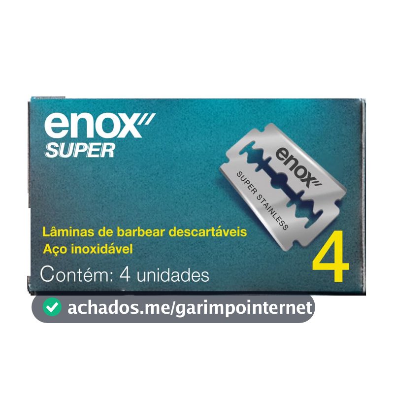 Lâmina de Barbear Enox Super, Duplo Fio, 4 Unidades