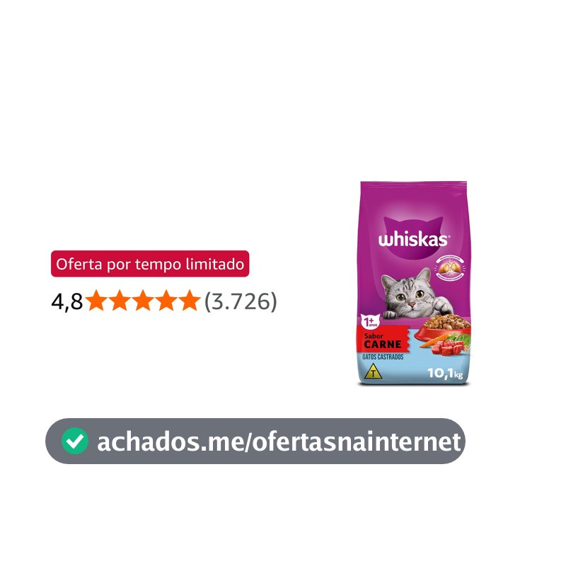 whiskas Ração Whiskas Para Gatos Adultos Castrados Sabor Carne - 10,1Kg