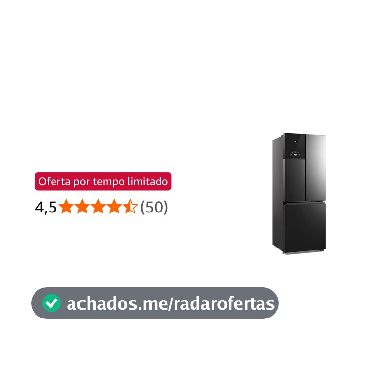 Geladeira Electrolux Frost Free Inverter 480L Efficient AutoSense 3 Portas Black Inox Look (IM7B) 127V